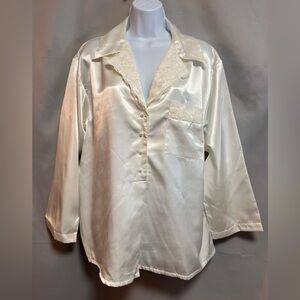 Vintage Intimate Moods Women’s Sz Medium Button Front Top ‎ White Cotton Pijamas